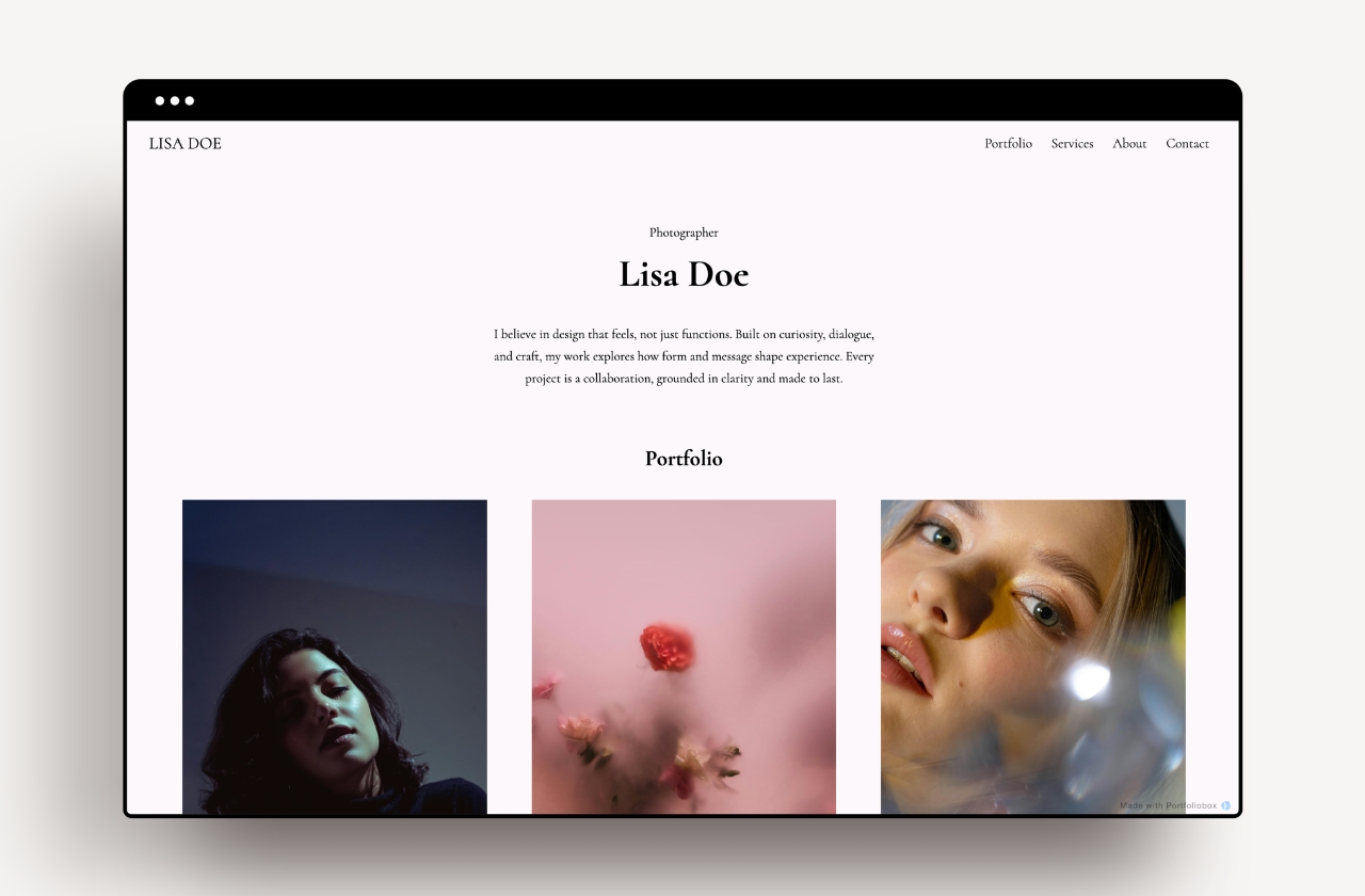 Bold and expressive portfolio website layout