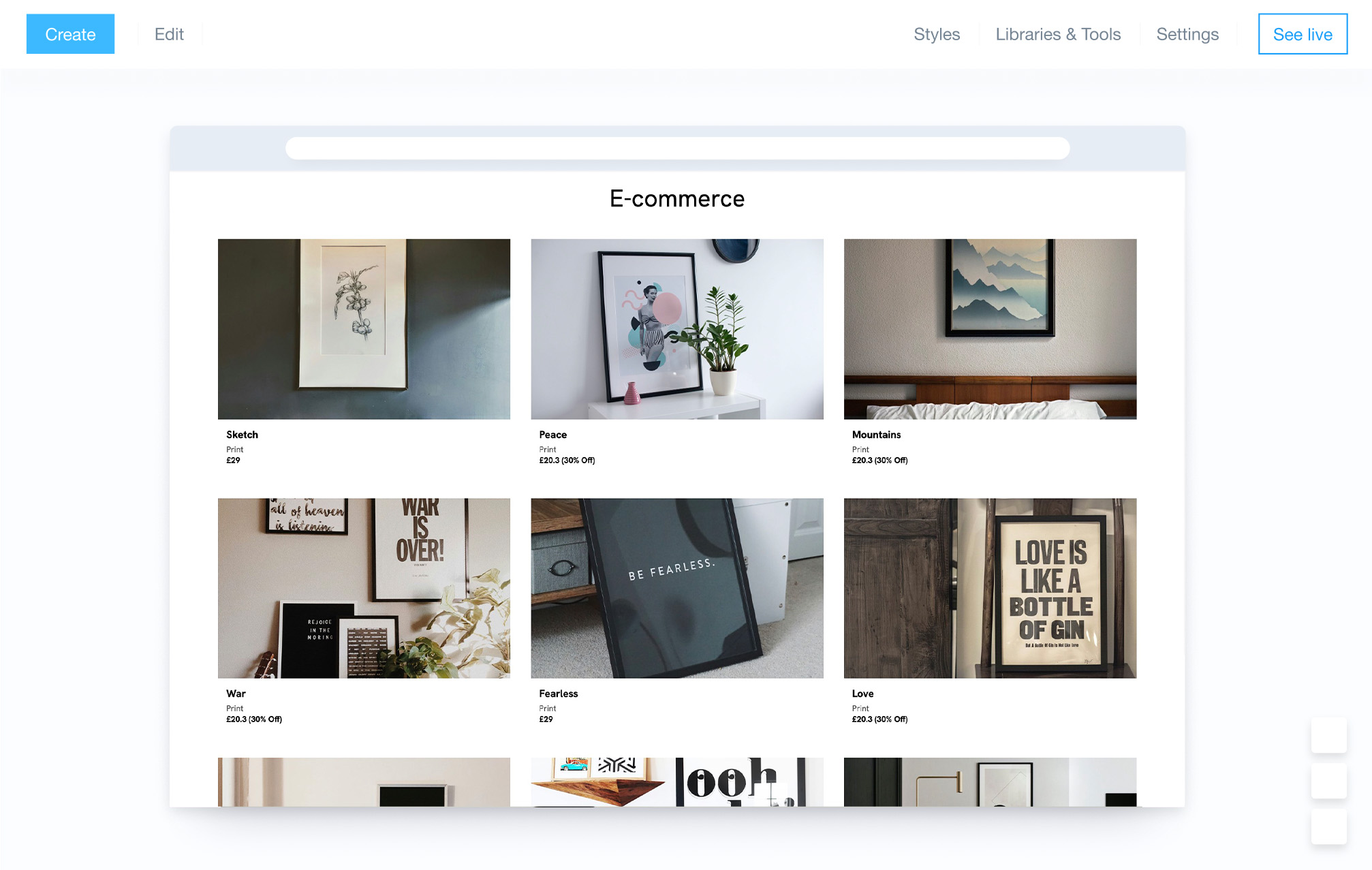 Adminpanel i Portfoliobox nettstedsbygger