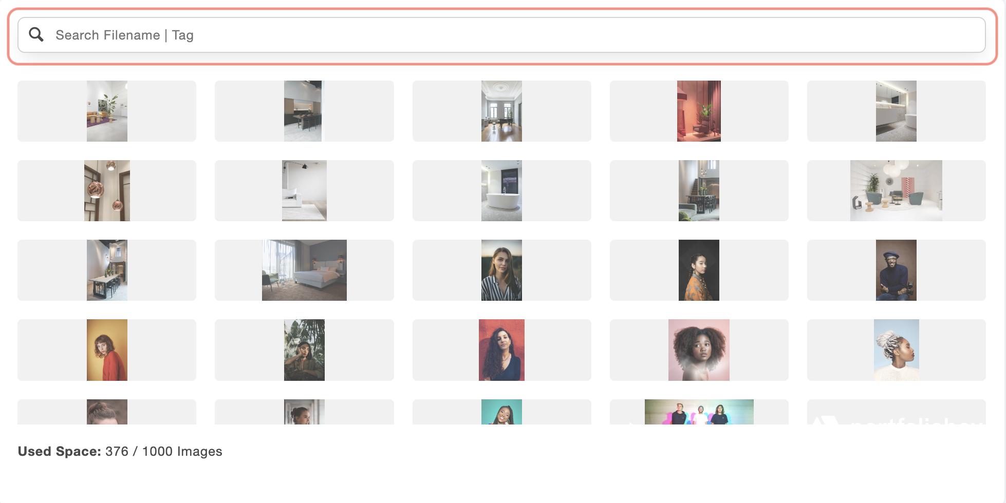 Search bar in the Image Library