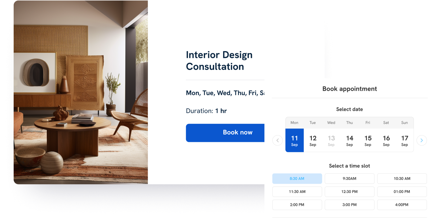 カレンダーのオプションから希望の日付を選択してサービスを予約します。