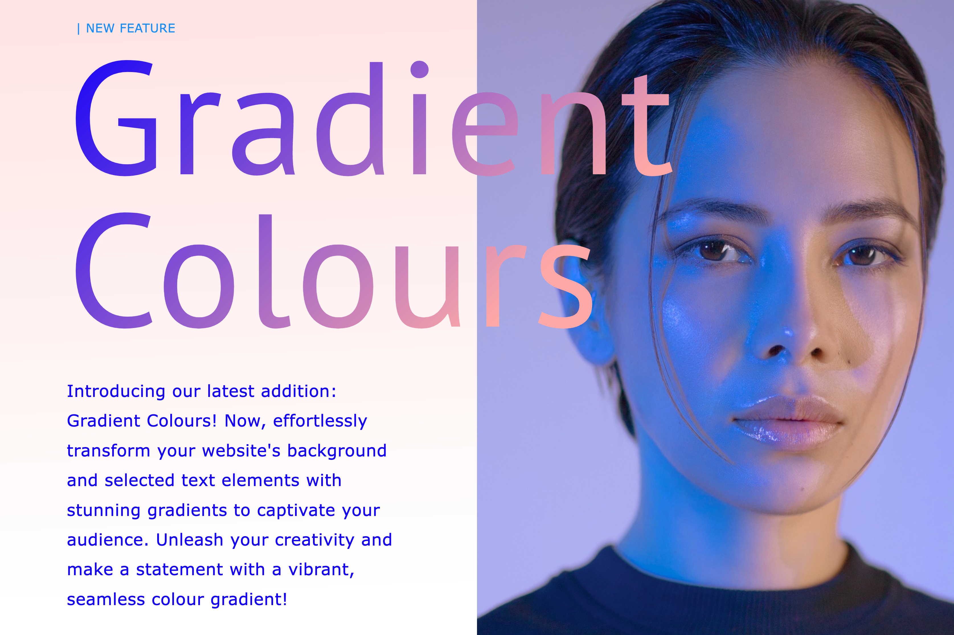 Gradient colours for background and selected texts for your Portfoliobox portfolio