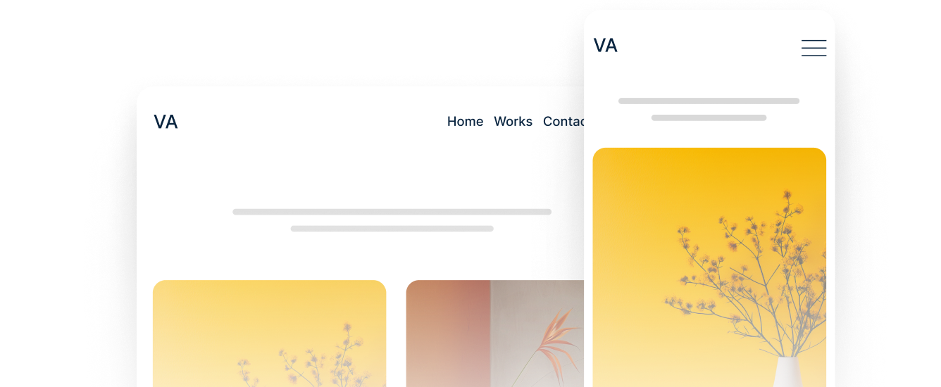 モバイルデバイスに合わせたレスポンシブなポートフォリオ。