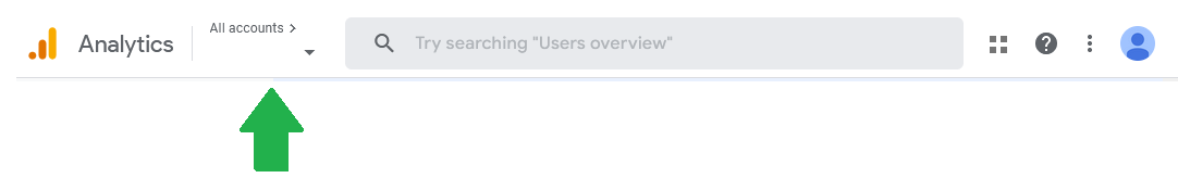 Google Analytics - Account Drop down