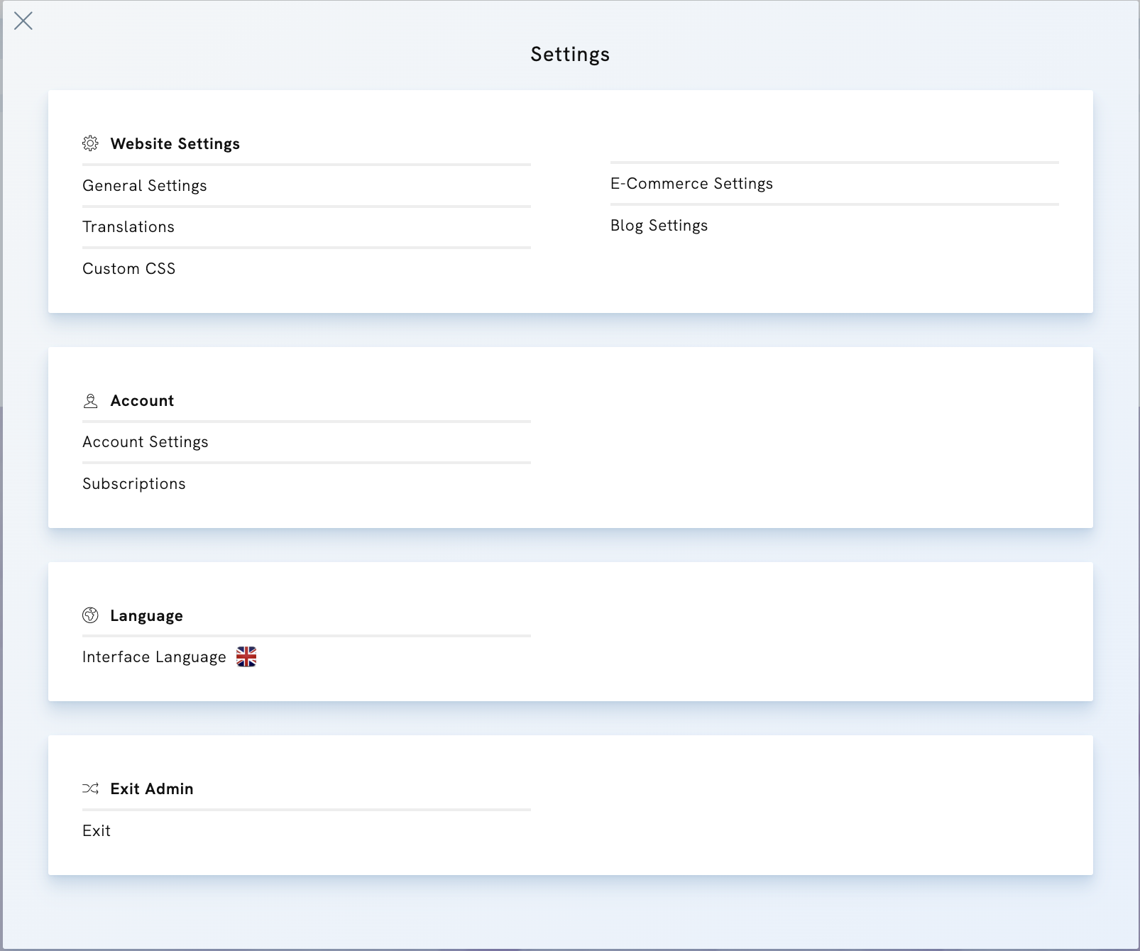 Portfoliobox Website Settings Overview