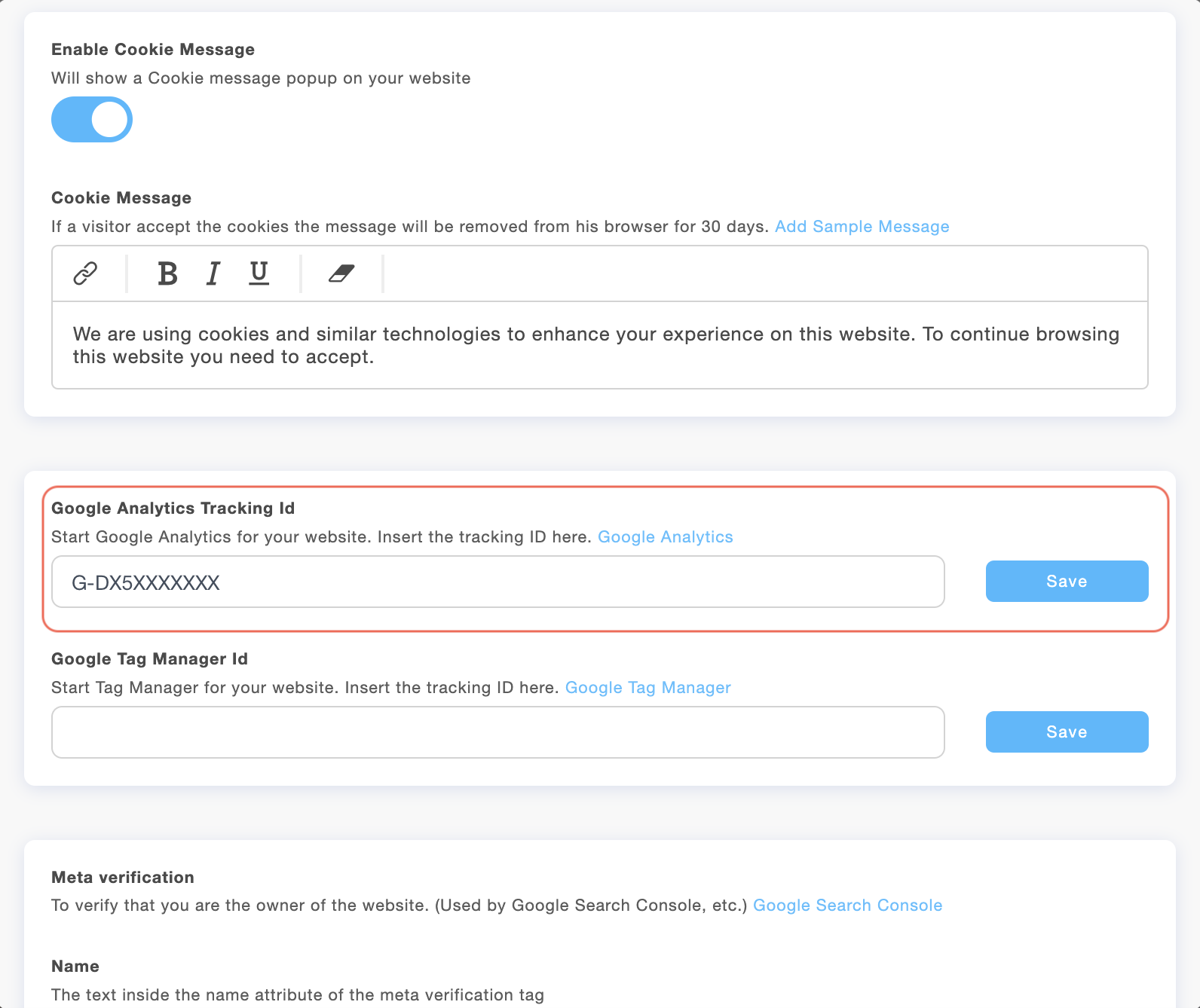 Google Analytics 4 measurement ID