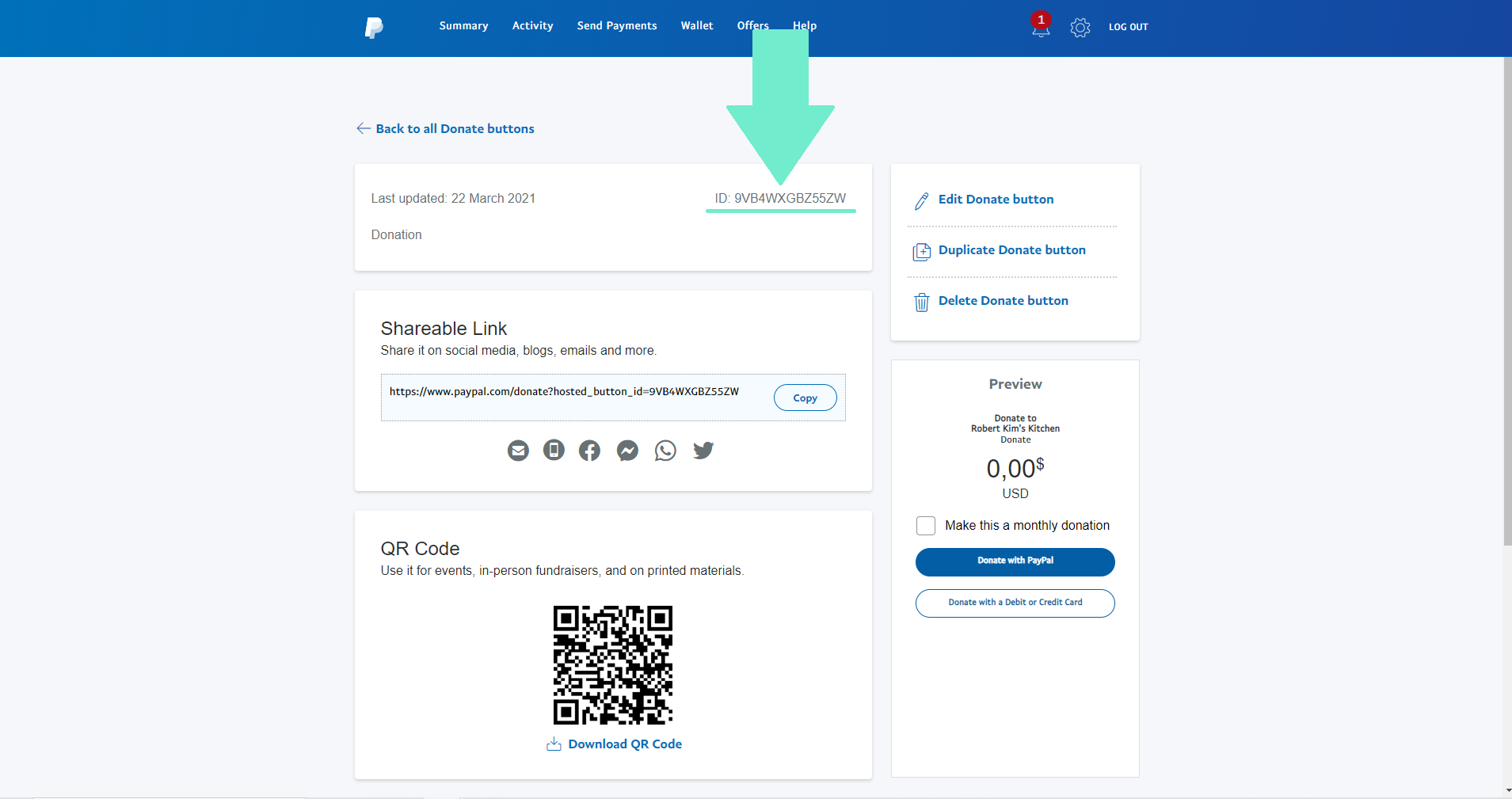 Get the ID from PayPal