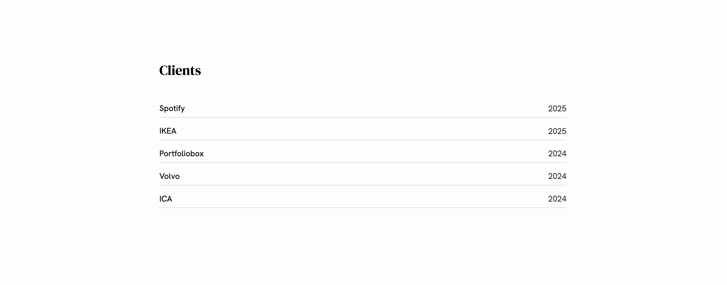 List your clients on your architect portfolio